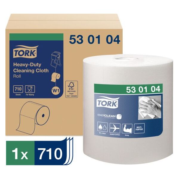 Tork Tork - Wielozadaniowe czyściwo włókninowe do trudnych zabrudzeń, 1-warstwowe, premium, W1 - białe