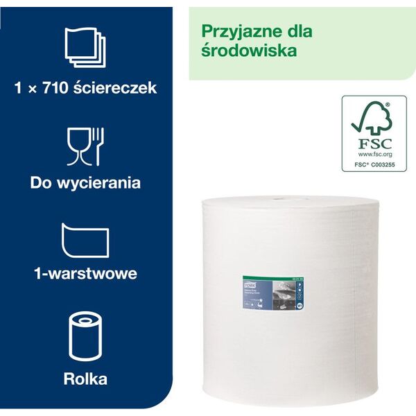 Tork Tork - Wielozadaniowe czyściwo włókninowe do trudnych zabrudzeń, 1-warstwowe, premium, W1 - białe