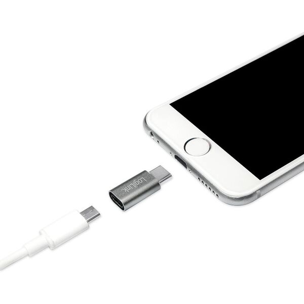 Adapter USB LogiLink USB-C - microUSB Srebrny  (AU0041)
