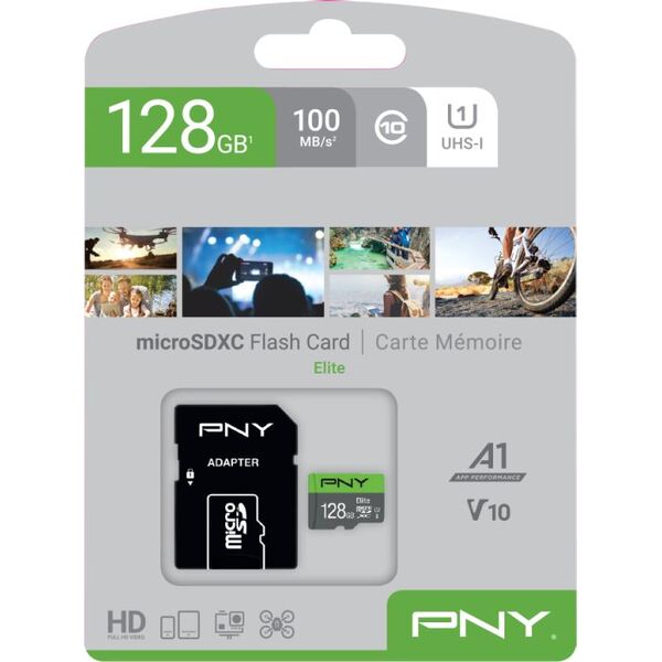 Karta PNY Elite MicroSDXC 128 GB Class 10 UHS-I/U1 A1 V10 (P-SDU128V11100EL-GE)