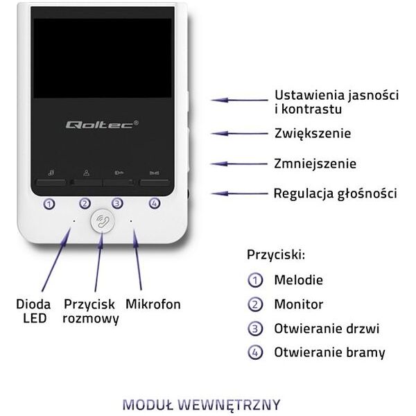 Qoltec Wideodomofon Qoltec Theon 4 | TFT LCD 4,3" | biały
