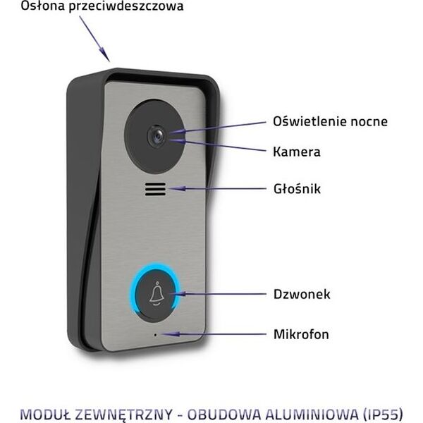 Qoltec Wideodomofon Qoltec Theon 4 | TFT LCD 4,3" | biały