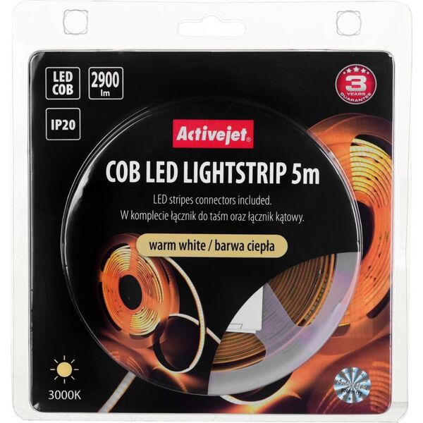 Taśma LED Activejet Taśma LED COB 5m barwa ciepła IP20