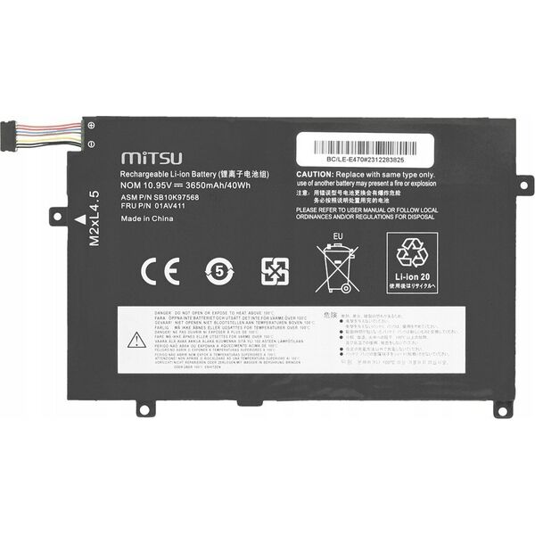 Bateria Mitsu Bateria 01AV411 do Lenovo ThinkPad E470 E475