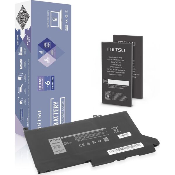 Bateria Mitsu Bateria DJ1J0 C27RW do Dell Latitude 7280 7290 7380 7390 7480 7490 - 11.4V