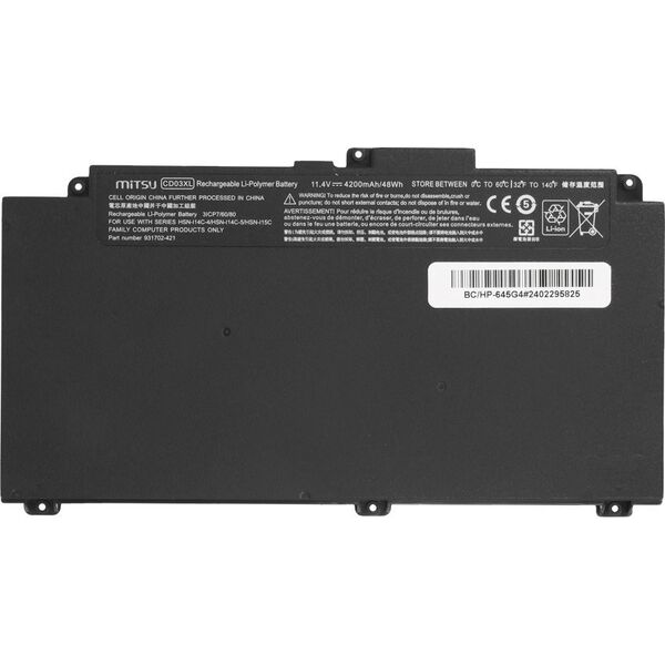 Bateria Mitsu Bateria CD03XL do HP ProBook 645 650 G4 650 G5 640 650 G7