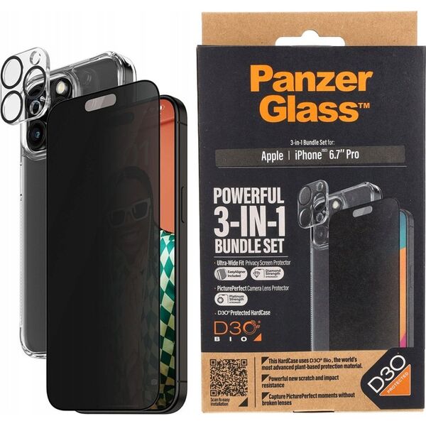 PanzerGlass PanzerGlass iPhone 15 Pro Max 3-in-1 Privacy Pack