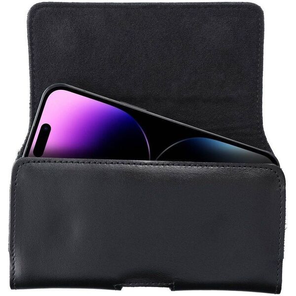 OEM Kabura uniwersalna do paska skórzana ROYAL pozioma rozmiar 3XL do Umidigi Bison 2 Pro / GT2 Pro 5G / X10 Pro / 202 DOOGEE S98 / S96 Pro / S88 Pro / S58 Pro 6 / S40 Pro HAMMER Blade 5G / Iron 3 / Blade 3 CAT S53 czarna