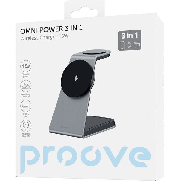 Bezprzewodowa Ładowarka 3w1 QI MagSafe na Telefon Zegarek Słuchawki / Omni Power 15W