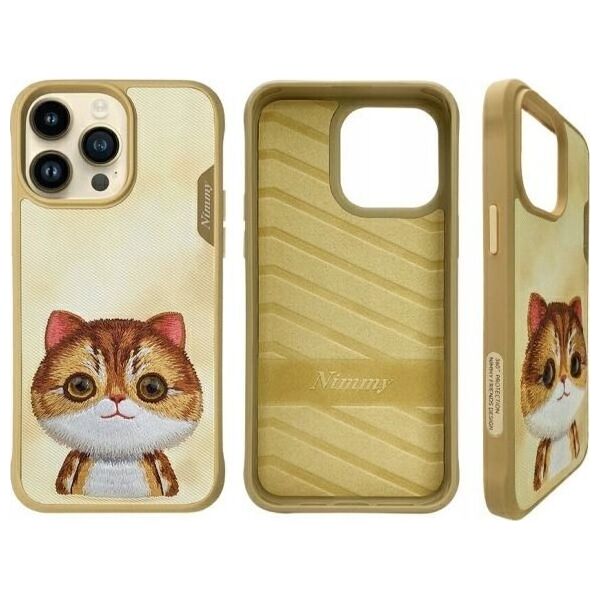 Nimmy case iPhone 15 Pro Max 6.7" khaki Big Eyed Pet 2.0 Cat