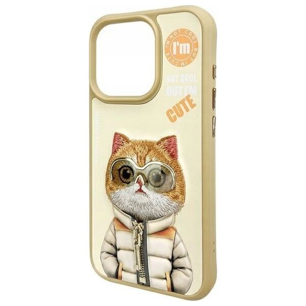 Nimmy iPhone 15 Pro 6.1" case khaki Cool&Cute 2.0 Cat