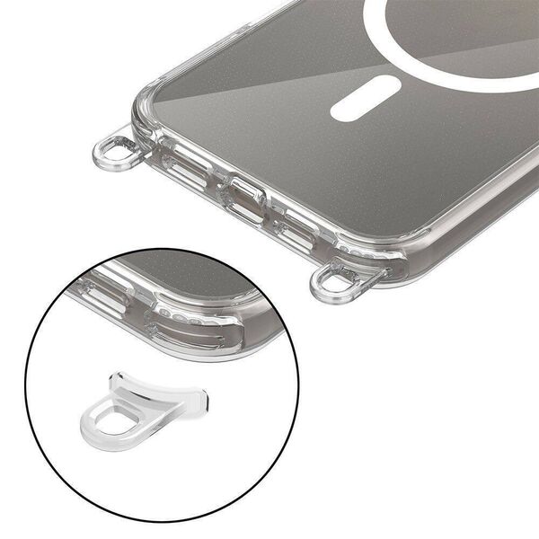Case IPHONE 16 Tech-Protect Flexair Chain MagSafe Grey & Pink transparent 5906302380206