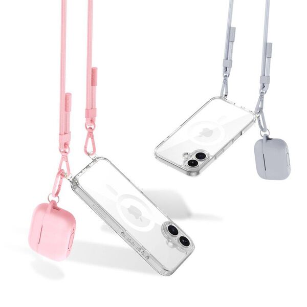 Case IPHONE 16 Tech-Protect Flexair Chain MagSafe Grey & Pink transparent 5906302380206