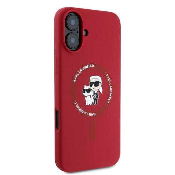 Original Case IPHONE 16 Karl Lagerfeld Hardcase Silicone Karl&Choupette Ring MagSafe (KLHMP16SSCMKCRHR) red 3666339318680