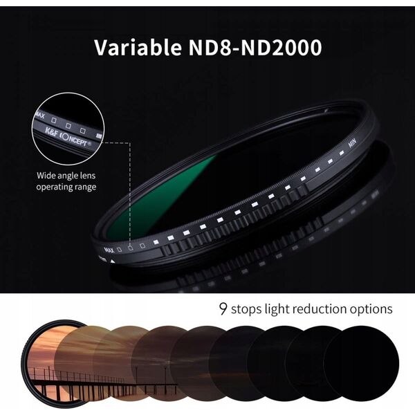 Filtr K&F Filtr ND 82mm REGULOWANY szary FADER ND8-ND2000 KF () - 101386