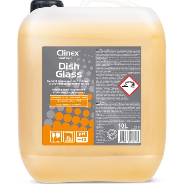 Clinex Płyn do zmywarek gastronomicznych do mycia szkła usuwa osady z kawy herbaty CLINEX DishGlass 10L Płyn do zmywarek gastronomicznych do mycia szkła usuwa osady z kawy herbaty CLINEX DishGlass 10L