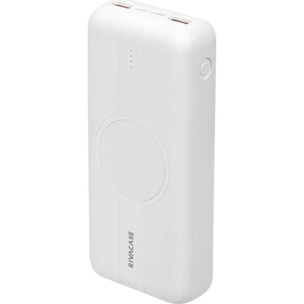 RivaCase POWERBANK 20.000 MAH USB-C 20W + QI 10W, 1X WE/WY USB-C 20W, 2X USB-A QC18W, WEJŚCIE MICRO-USB,INDUKCJA QI 10W,BIAŁY
