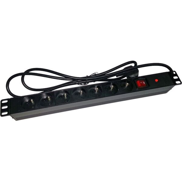 Alantec Listwa zasilająca 19" 230V - 7 gniazd (typu E - CEE 7/5), z wyłącznikiem LED, z zabezpieczeniami kabel 1,8m CEE 7/7