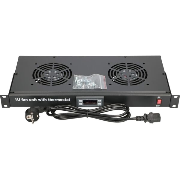 ExtraLink EXTRALINK 19" RACK MOUNT FAN PANEL (2 FANS) WITH THERMOSTAT