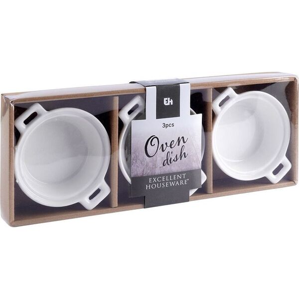 Excellent Houseware Kokilki Miseczki Porcelanowe Do Zapiekania 3 Szt. Okrągłe Lumarko!