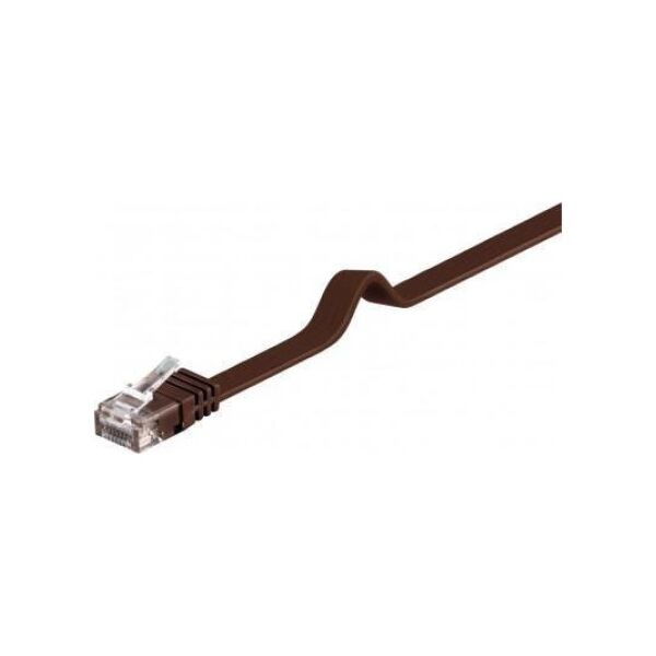 CAT 6Płaska Kabel połączeniowy,U/UTP, Ciemnobrązowy - Długość kabla 1 m