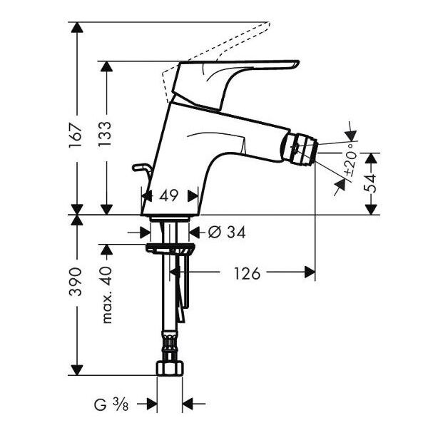 Bateria bidetowa Hansgrohe Focus stojąca chrom (31920000)