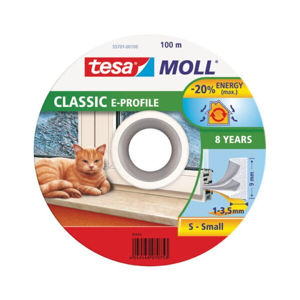 Tesa Uszczelka gumowa 9mm profil E biała 100m (5570100)