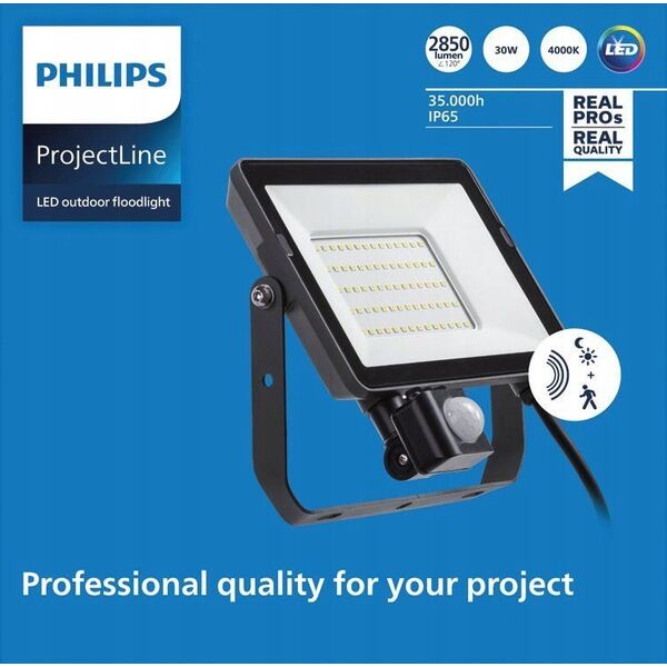Naświetlacz Philips FLOODLIHGT 30W 4000K 2850LM IP65 PIR
