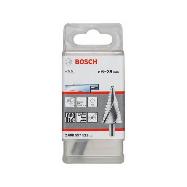 Wiertło Bosch stopniowe walcowe 6 10 12 8 15 18 30 33 27 21 24 36 39mm  (2608597521)