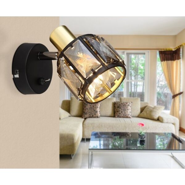 Kinkiet Globo Lampa reflektorowa Indiana 54357-1B kinkiet czarny złoty