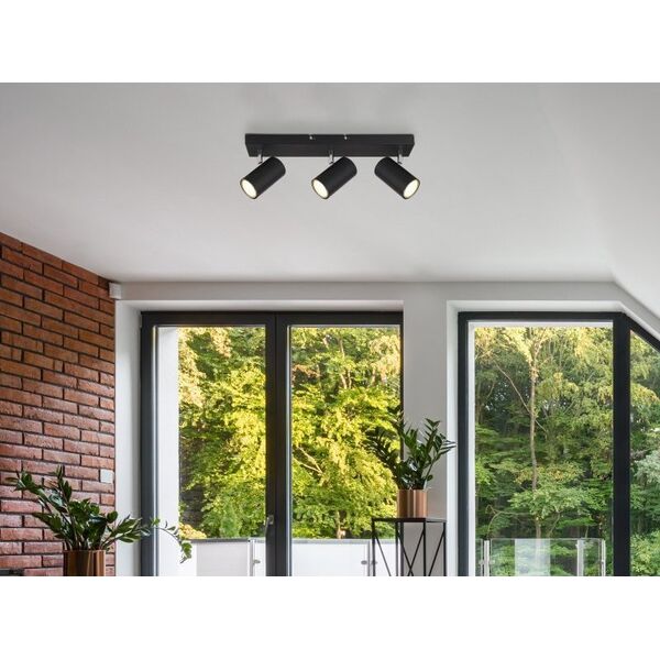 Lampa sufitowa Globo Przysufitowa lampa Robby 57911-3B z regulacją czarna chrom