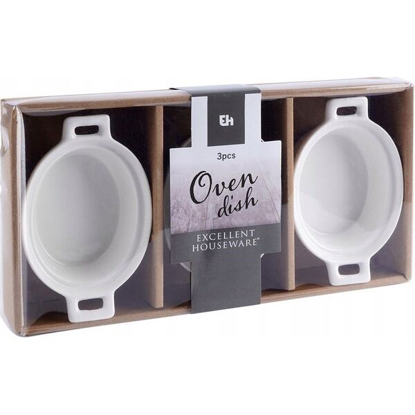 Excellent Houseware Kokilki Miseczki Porcelanowe Do Zapiekania 3 Szt. Owalne Lumarko!