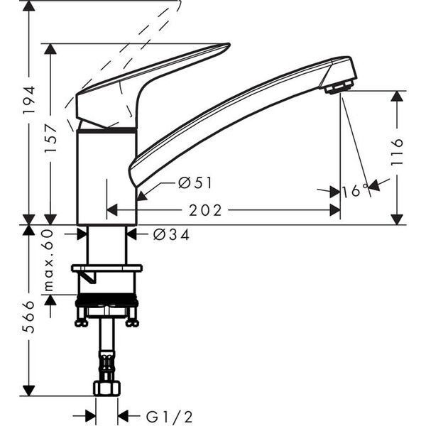 Bateria kuchenna Hansgrohe Logis stojąca chrom (71830000)