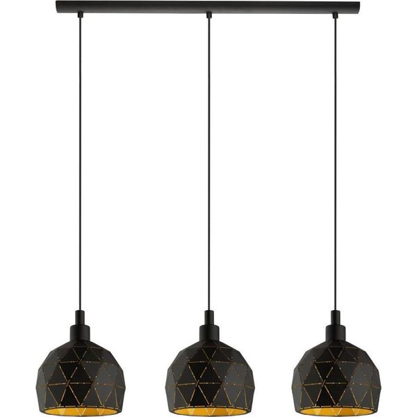 Lampa wisząca EGLO Lampa sufitowa czarna Eglo ROCCAFORTE potrójna 97846