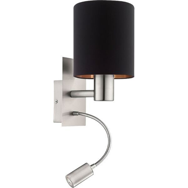 Kinkiet EGLO Lampa ścienna czarna Eglo PASTERI nad łóżko ledowa 96483