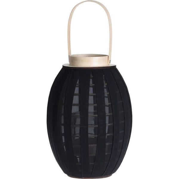 Home Styling Collection Lampion latarnia ze szklanym wkładem czarny ogrodowy dekoracyjny 34x22 cm