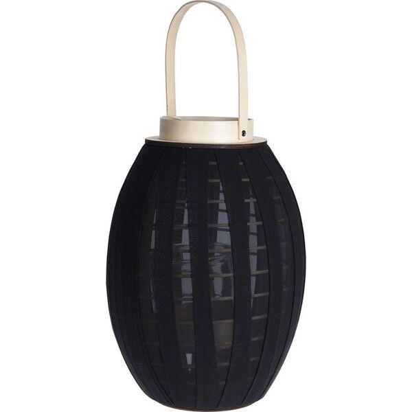 Home Styling Collection Lampion latarnia ze szklanym wkładem czarny ogrodowy dekoracyjny 39,5x25 cm