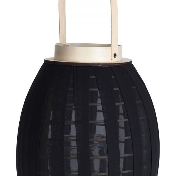 Home Styling Collection Lampion latarnia ze szklanym wkładem czarny ogrodowy dekoracyjny 39,5x25 cm