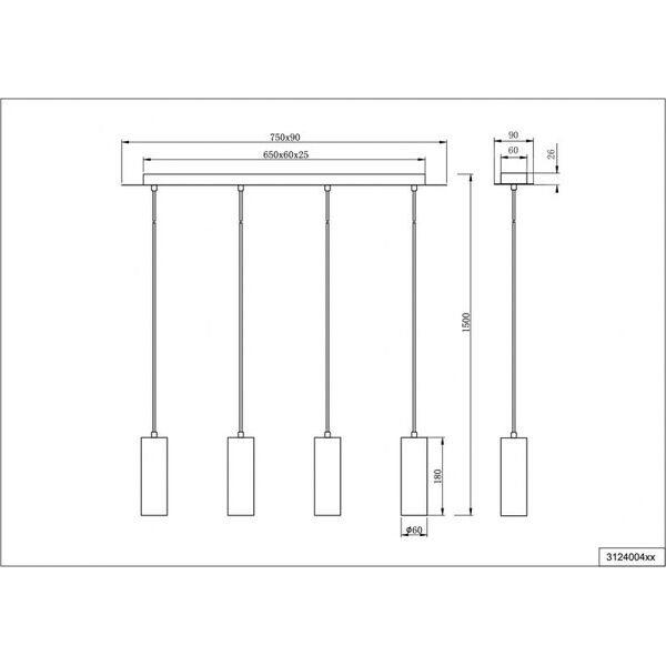 Lampa wisząca lampa wisząca Marley 150 x 75 x 9 cm GU10 stal 35W czarna