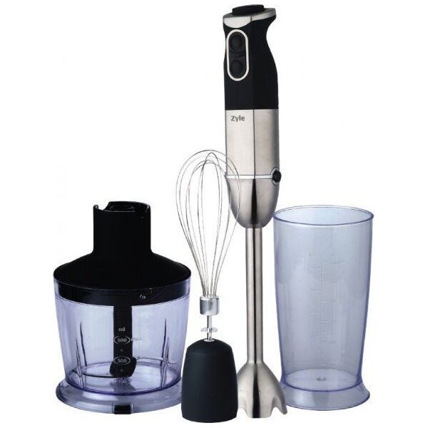 Blender Zyle Blender ręczny z 6 tytanowymi ostrzami 1000 W + trzepaczka i szatkownica ZYLE ZY8225BL