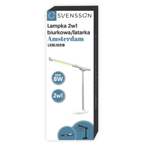 Svensson Desk lamp/flashlight 2in1 AMSTERDAM magnetic-detatchable 8W white 5902270790634