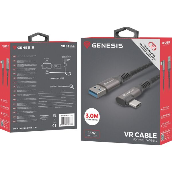 Kabel USB Genesis USB-A - USB-C 3 m Czarny (NVC-2220)