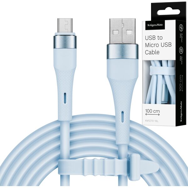 Kabel USB Kruger&Matz USB-A - microUSB 1 m Niebieski (KM1270-1BL)