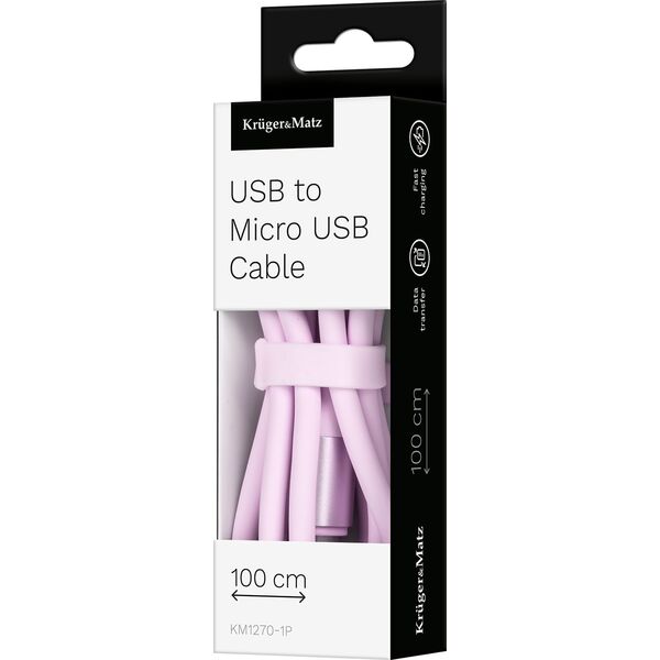 Kabel USB Kruger&Matz USB-A - microUSB 1 m Różowy (KM1270-1P)
