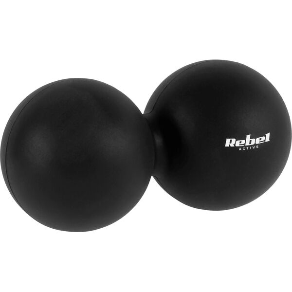 Rebel Duoball podwójna piłka do masażu 6.2cm, kolor czarny, materiał silikon, REBEL ACTIVE