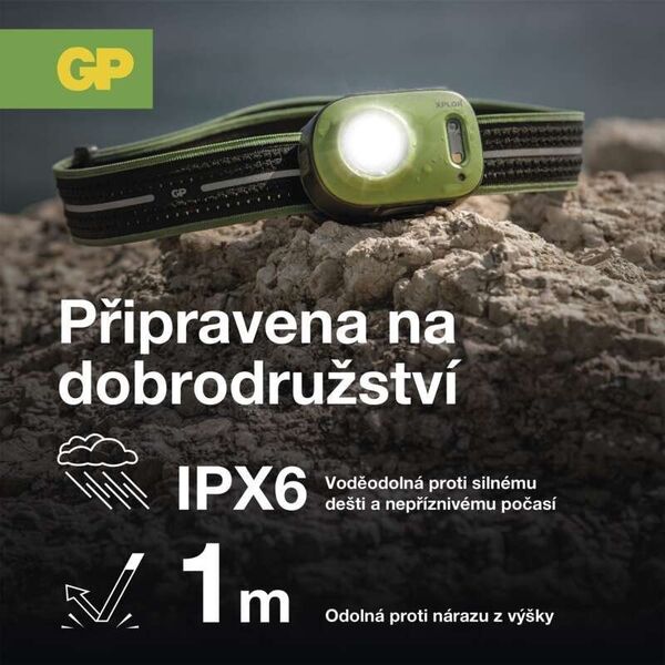 Latarka GP Ładowalna latarka czołowa, czołówka GP XPLOR PHR17 z wbudowanym akumulatorem