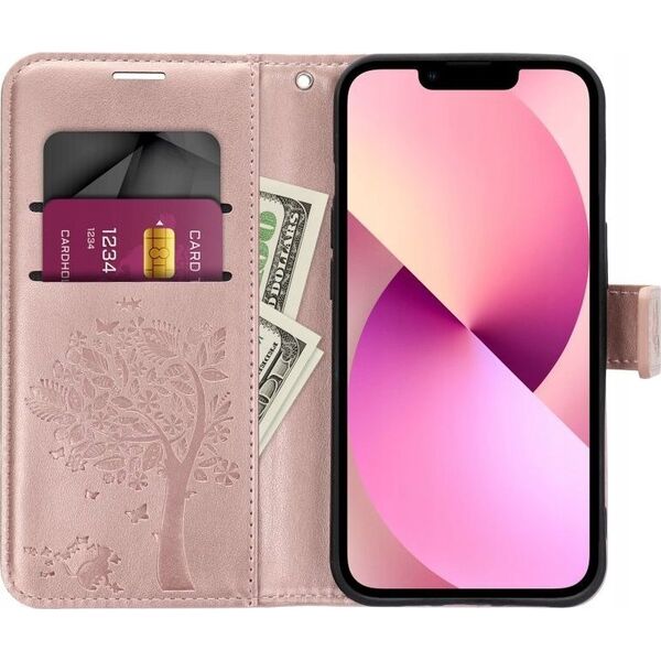 OEM Kabura MEZZO Book do SAMSUNG A55 5G drzewo złoty róż