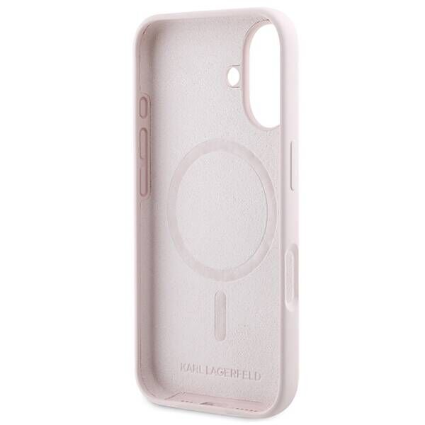 Karl Lagerfeld case for iPhone 16 6,1&quot; KLHMP16SSCMKCRHP pink hardcase Silicone KC Heads Ring MagSafe 3666339318765