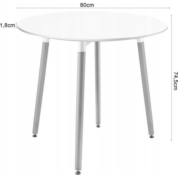 Leobert Zestaw stół okrągły KAMI 80cm + 4 krzesła MARK białe