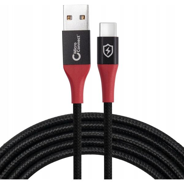 Kabel USB MicroConnect USB-A - USB-C 1.5 m Czarny (Safe Charge USB-A to C Data)